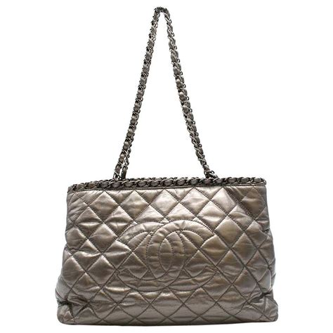 chanel silver tote bag